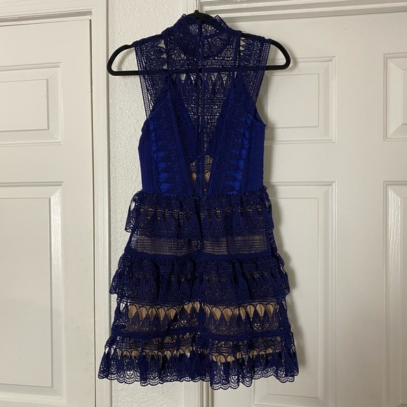 Self-Portrait Teardrop Guipure Lace Dress Blue 2 - Picture 7 of 10